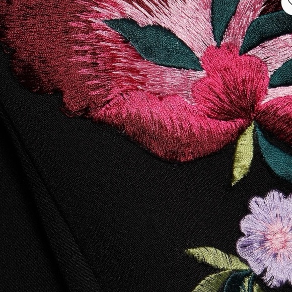 Teri Jon Floral Embroidered Crepe Boatneck Midi-Dress Size 12 $610 NWT - Picture 9 of 12